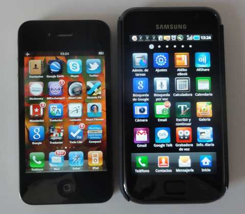 An iphone and a Samsung Galaxy II