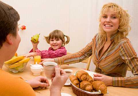 Family breakfast /></p> <p style=